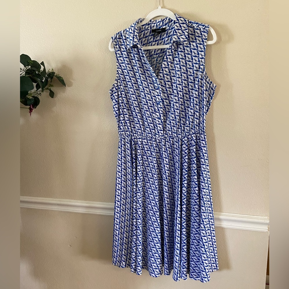ALFANI - Bird Pattern Collared Dress - Size 16